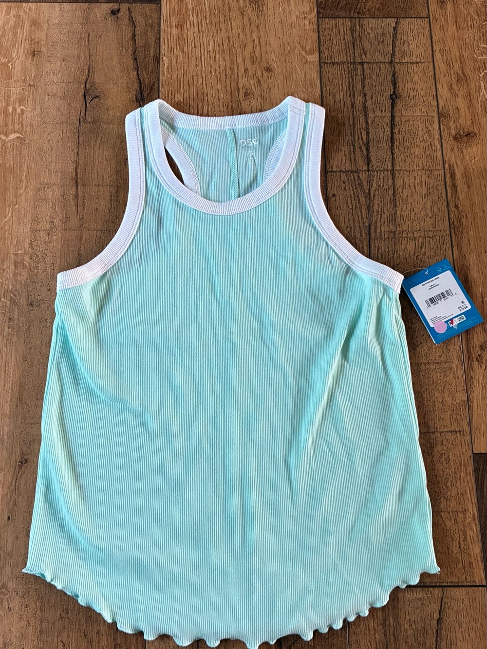 DSG Light Aqua Ribbed Tank Top with White Trim - Kids